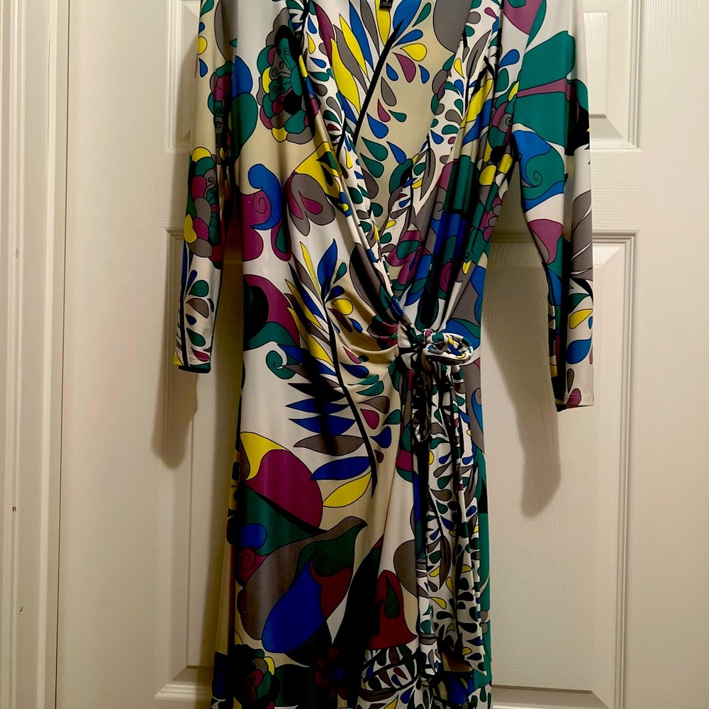 Nine West Multi Color Wrap  Dress